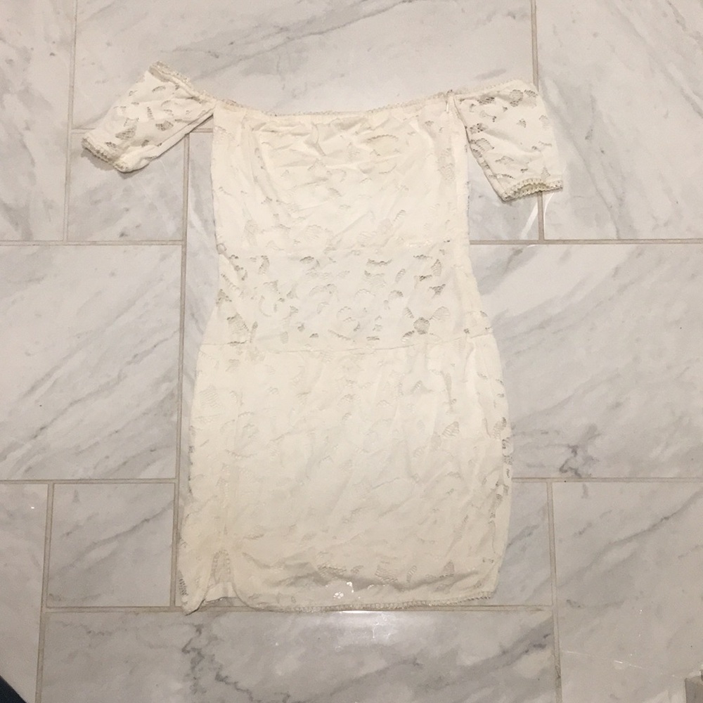 Cream lace dress with cut out